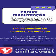 Manutenção do PROUNI até 7de novembro
