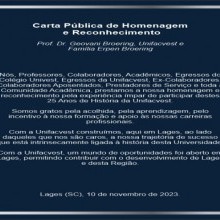 Carta Pública de Homenagem e Reconhecimento