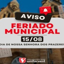 Feriado Municipal | 15 de agosto