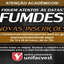 INSCRIÇÕES PARA A BOLSA FUMDES ENCERRAM DIA 26 DE MARÇO