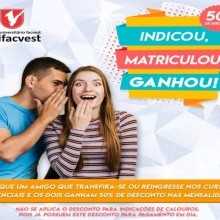 INDICOU, MATRICULOU, GANHOU 50% DE DESCONTO