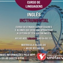 INGLÊS INSTRUMENTAL É NO UNIFACVEST IDIOMAS | Matrículas abertas