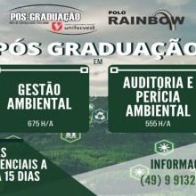 Pós-Graduação em Gestão Ambiental e Pós-Graduação em Auditoria e Perícia Ambiental