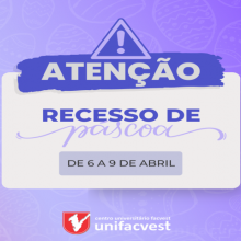 RECESSO DE PÁSCOA | 6 a 9 de abril