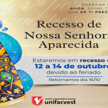 Feriado e Recesso de 12 a 14 de outubro