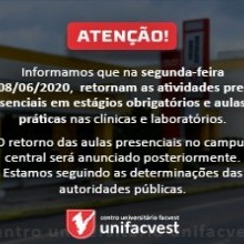 COMUNICADO | RETORNO DE ESTÁGIOS E AULAS PRÁTICAS