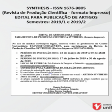EDITAL PARA PUBLICAÇÃO DE ARTIGOS - SYNTHESIS - ISSN 1676-9805