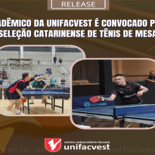 Acadêmico da Unifacvest é convocado pela Seleção Catarinense de Tênis de Mesa