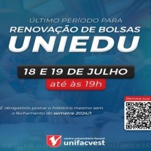 ATENÇÃO | Último período para renovação da Bolsa UNIEDU