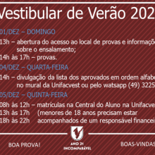Hoje tem Vestibular de Verão 2020 na Unifacvest